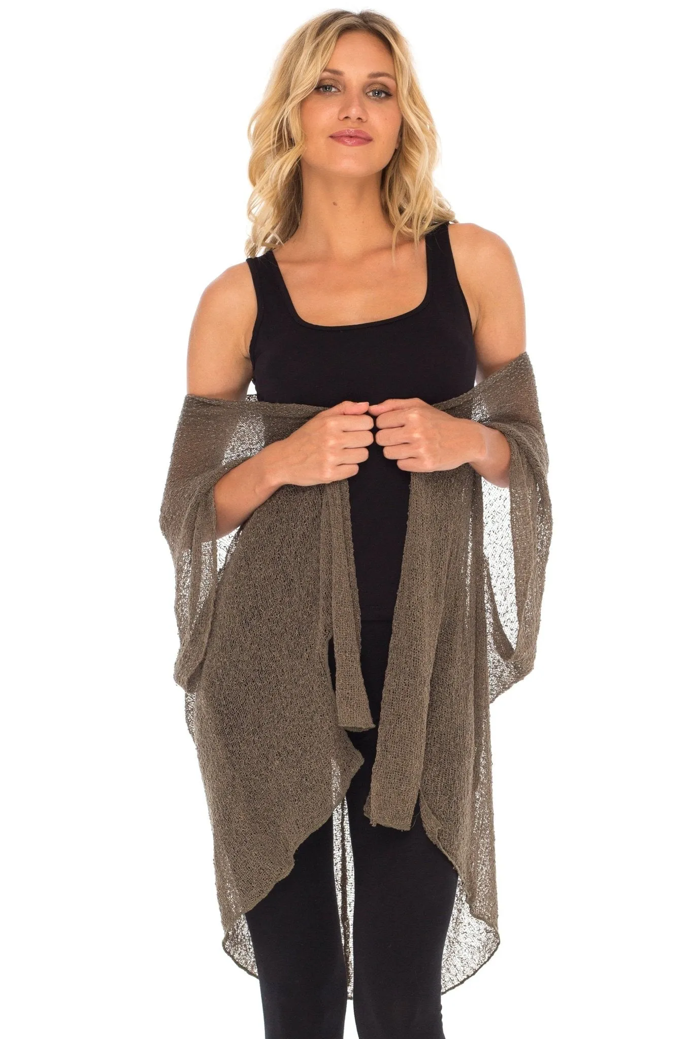 Wide Sheer Kimono Cardigan - Open Front Cover-Up by SHU-SHI