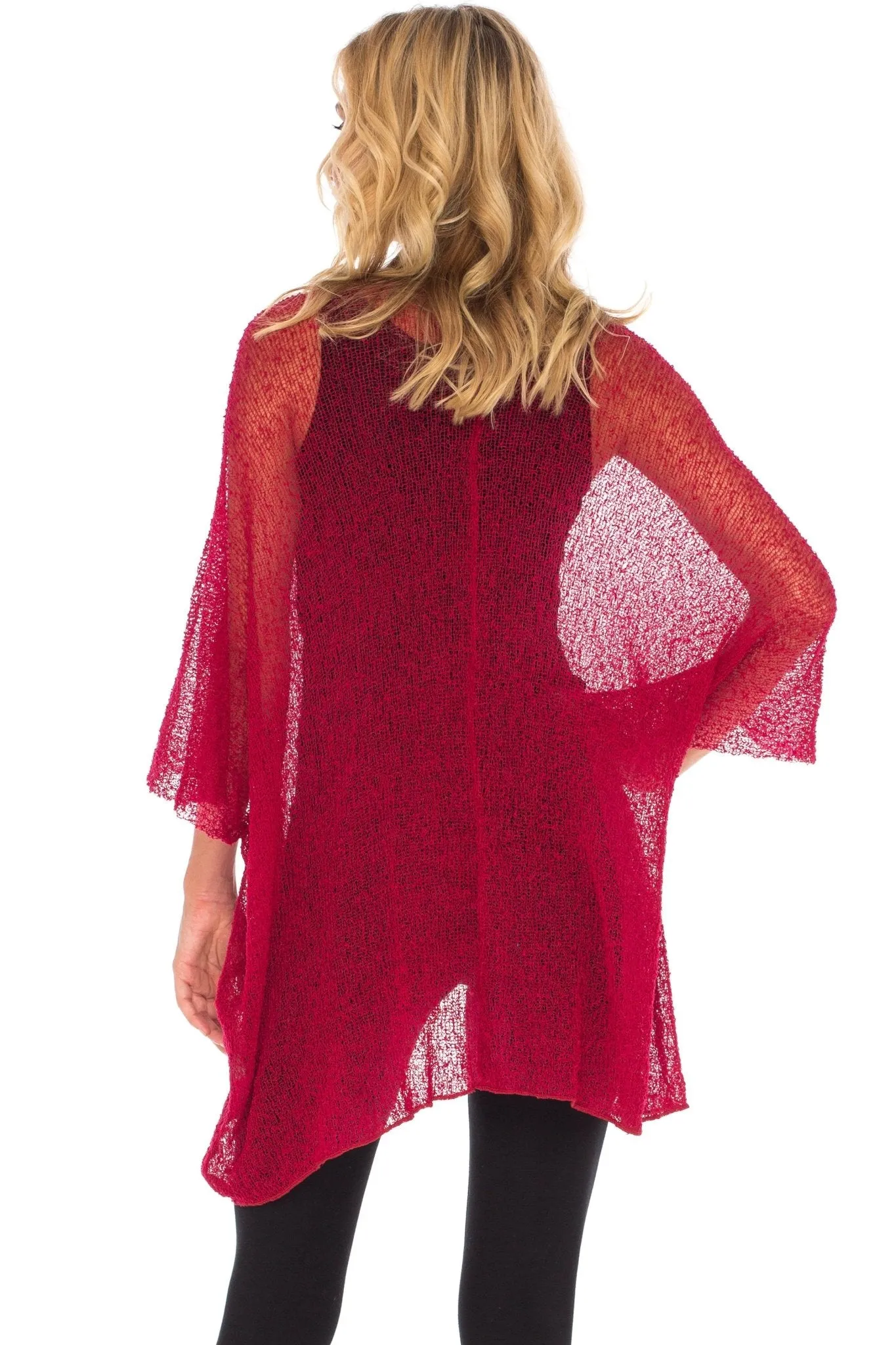 Wide Sheer Kimono Cardigan - Open Front Cover-Up by SHU-SHI