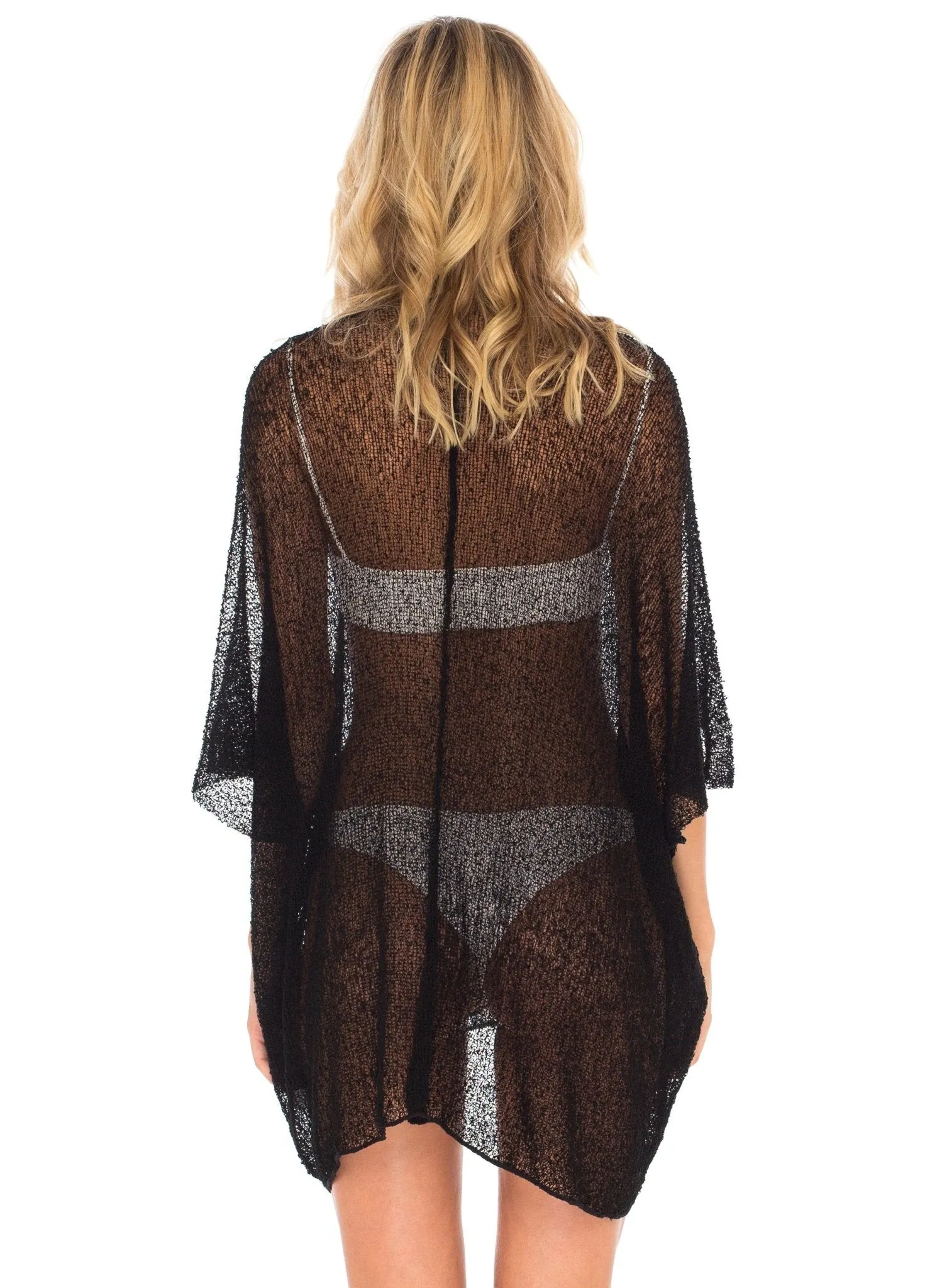 Wide Sheer Kimono Cardigan - Open Front Cover-Up by SHU-SHI