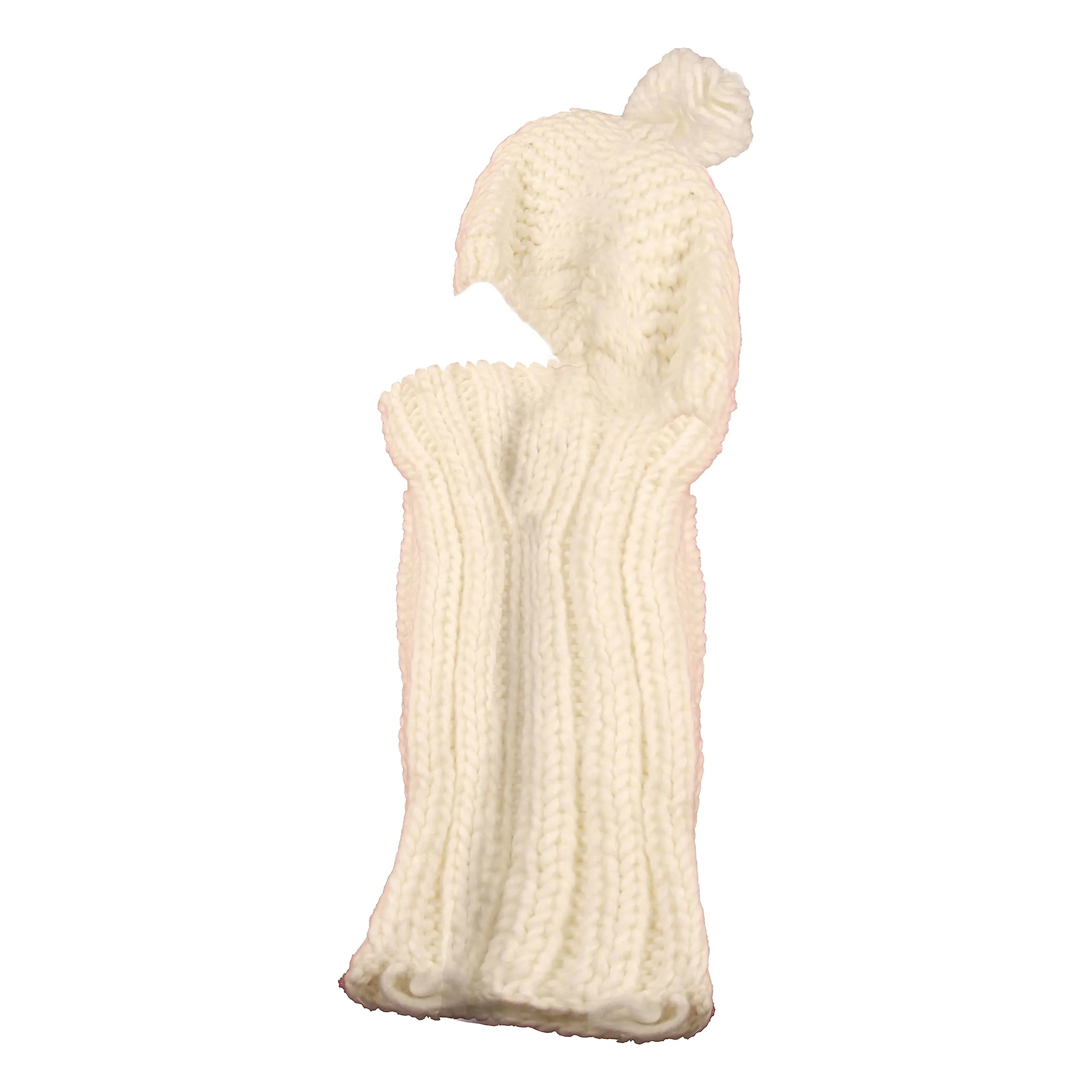 Women's Thermal Beanie Hat with Cable Knit Design and Pom Pom 2-In-1 Snood Scarf Winter Accessory in Cream Pink Black Grey Sock Stack