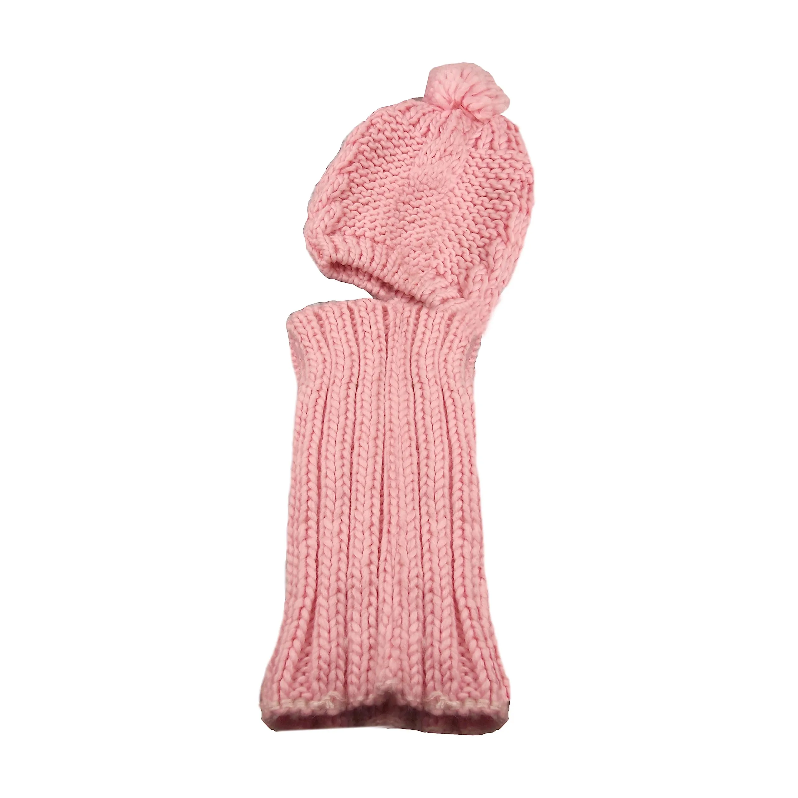 Women's Thermal Beanie Hat with Cable Knit Design and Pom Pom 2-In-1 Snood Scarf Winter Accessory in Cream Pink Black Grey Sock Stack