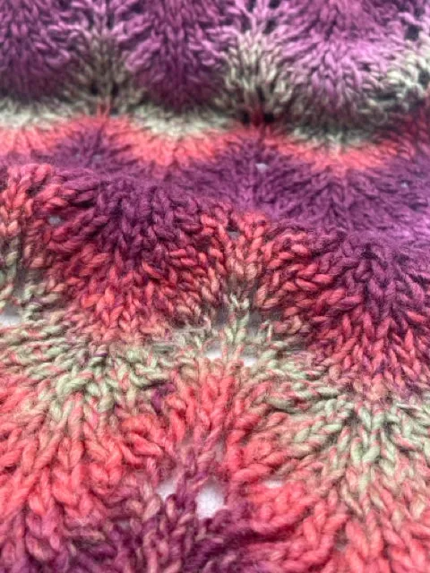 Wool Plum Multi-Color Lace knit Scarf