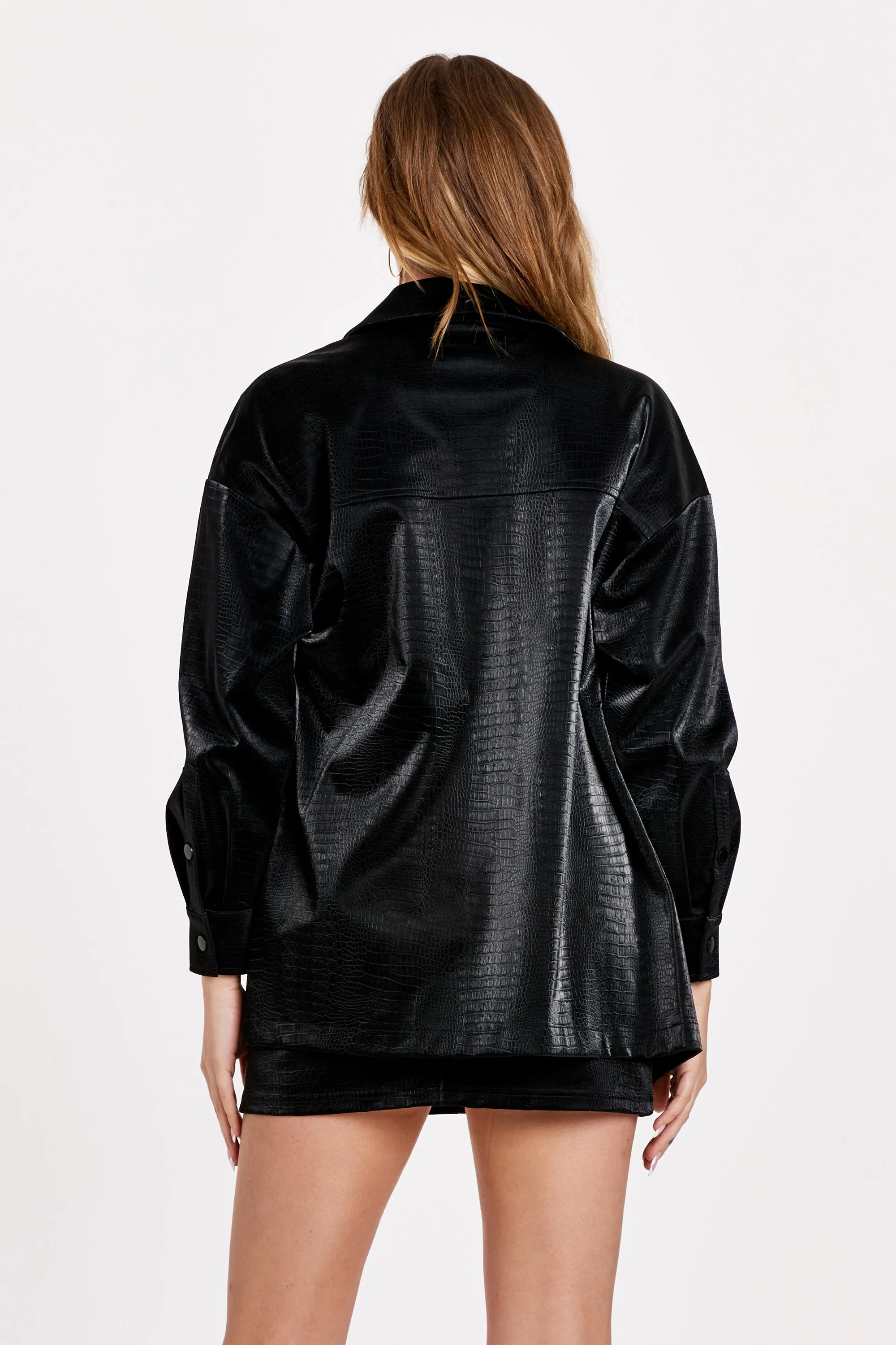 YARA SHIRT JACKET BLACK EMBOSSED
