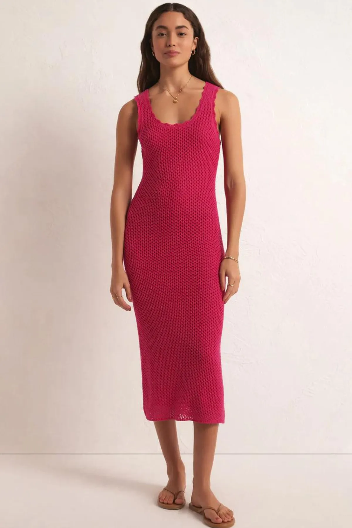 Z SUPPLY - IBIZA CROCHET SWEATER DRESS DRAGON FRUIT