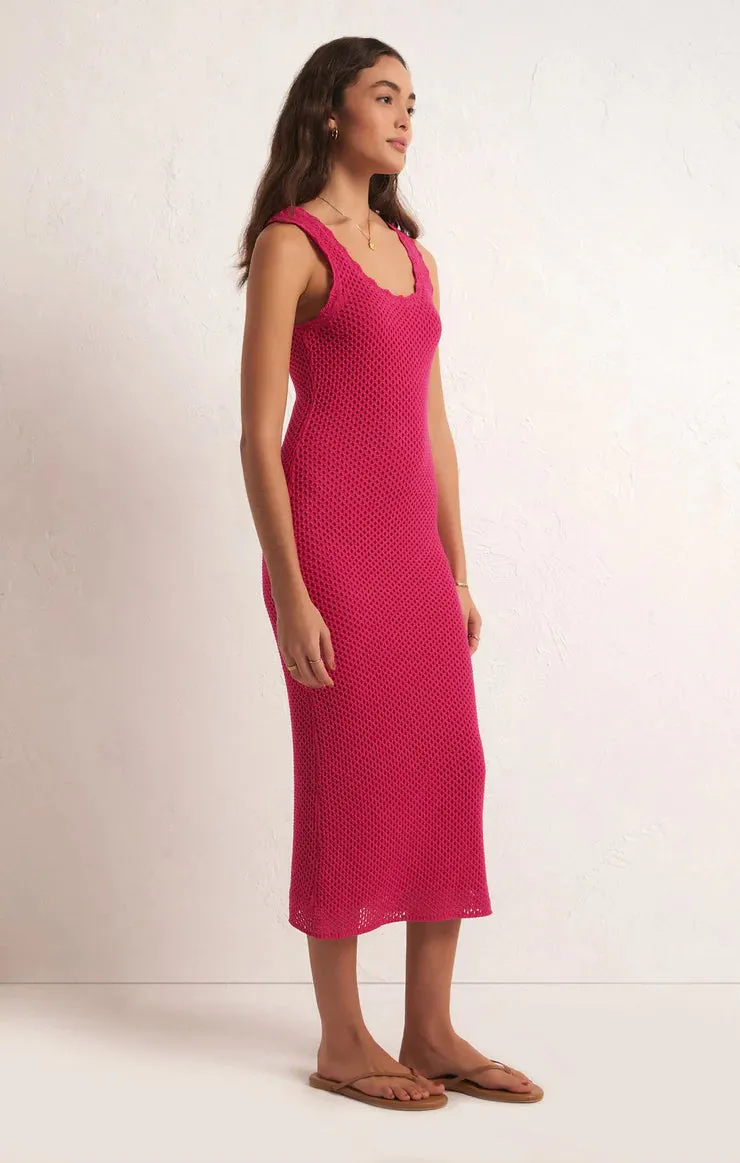 Z SUPPLY - IBIZA CROCHET SWEATER DRESS DRAGON FRUIT