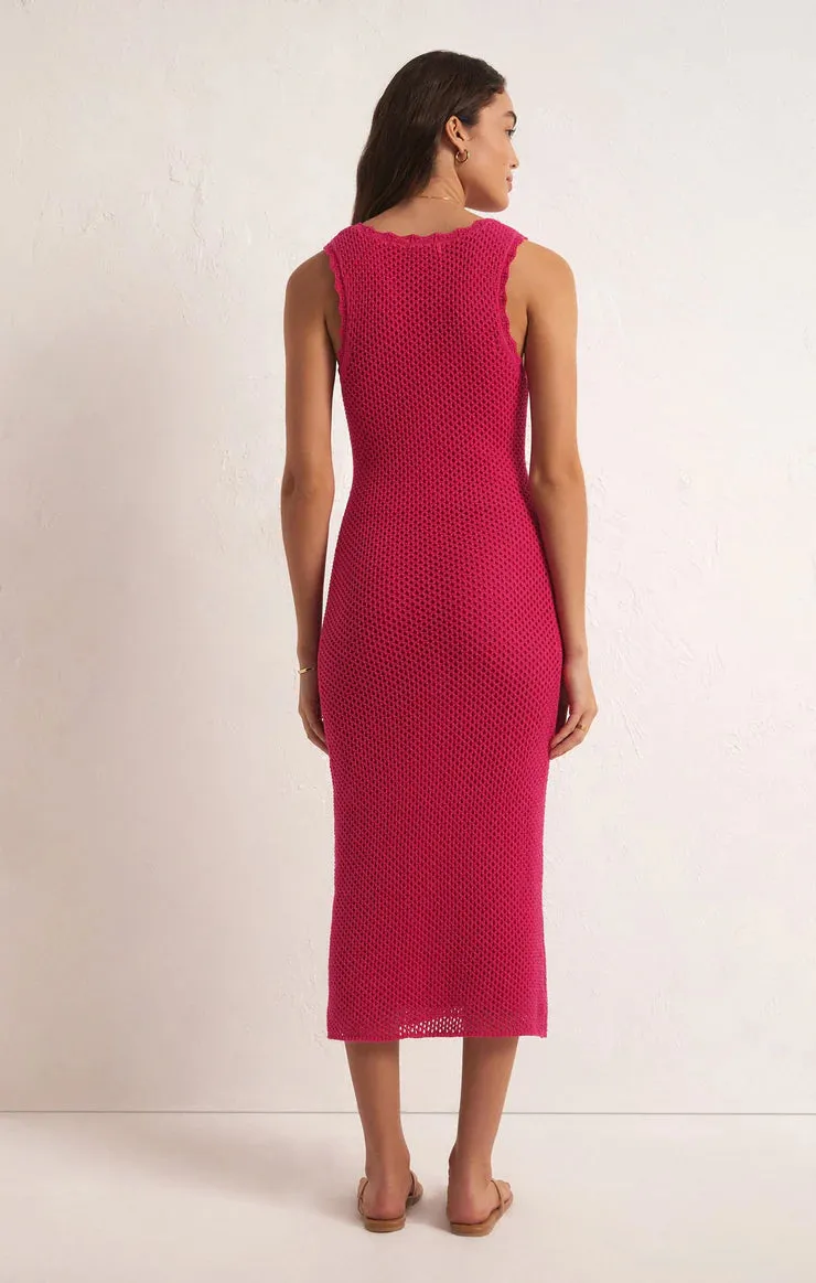 Z SUPPLY - IBIZA CROCHET SWEATER DRESS DRAGON FRUIT